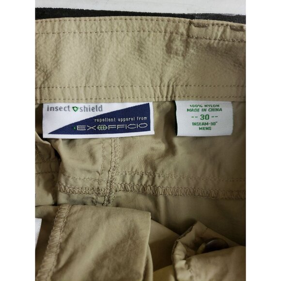 Exofficio Mens Size 30x30 Insect Shield Convertible Nylon Pants Tan - Picture 6 of 8